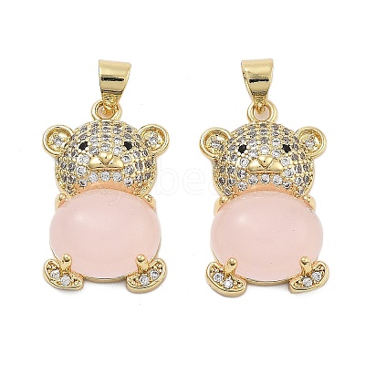 Rack Plating Brass Micro Pave Clear Cubic Zirconia Pendants KK-Q006-20G-1