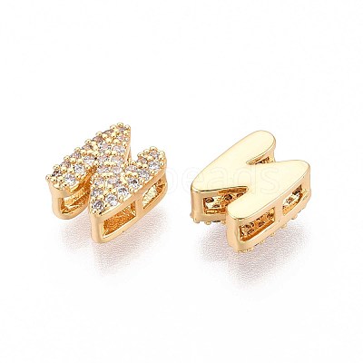 Brass Micro Pave Clear Cubic Zirconia Beads KK-T071-17G-N-1