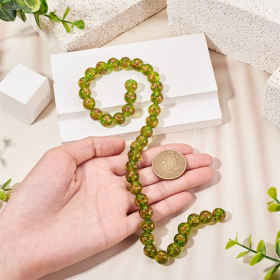 1 Strand Handmade Glod Sand Lampwork Beads Strands LAMP-TA0002-09E-1