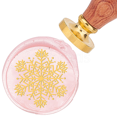 Brass Wax Seal Stamp with Wood Handle AJEW-WH0412-0014-1