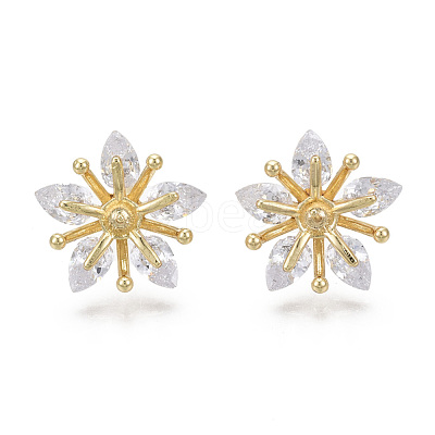 Brass Micro Pave Cubic Zirconia Stud Earring Findings KK-N233-009-NF-1
