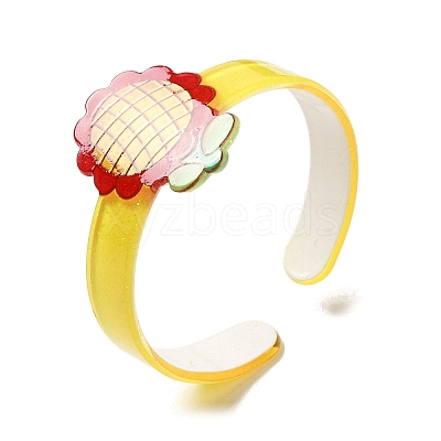 Flower Resin Cuff Bangle for Children BJEW-Q774-01E-1