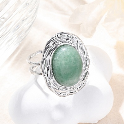 Oval Natural & Synthetic Gemstone Finger Rings RJEW-M063-01P-1