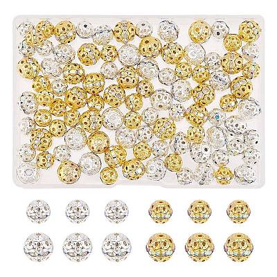 100Pcs 4 Styles Alloy with Rhienstone Beads RB-AR0003-15-1