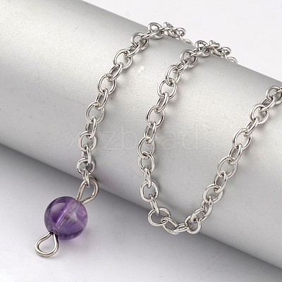 Natural Amethyst Sphere Dowsing Pendulums X-BJEW-E292-A07-1