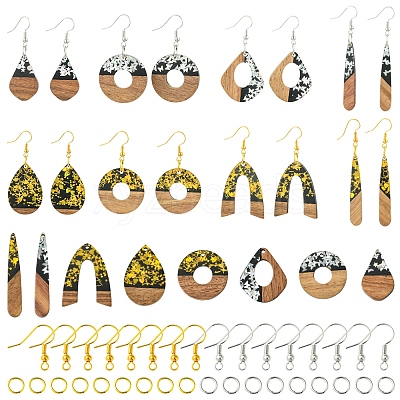 DIY Opaque Resin & Walnut Wood Earring Making Kits DIY-FS0007-84-1