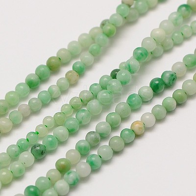 Natural Gemstone Green Spot Jasper Round Beads Strands X-G-A130-2mm-07-1