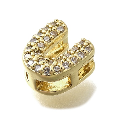 Brass Micro Pave Cubic Zirconia Letter Multi-Strand Links KK-D295-32G-21-1