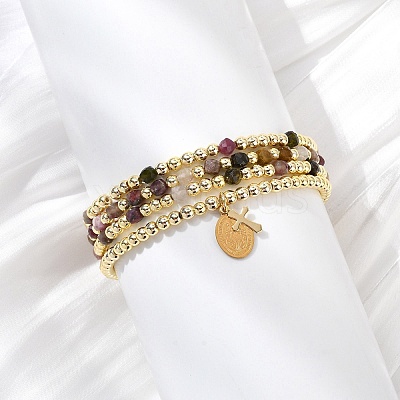 4Pcs 4 Styles Adjustable Natural Tourmalinated Quartz & Synthetic Hematite Bead Bracelets BJEW-JB14151-01-1