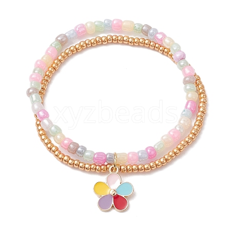 Glass Seed Double Layer Multi-strand Bracelets BJEW-MZ00055-03-1