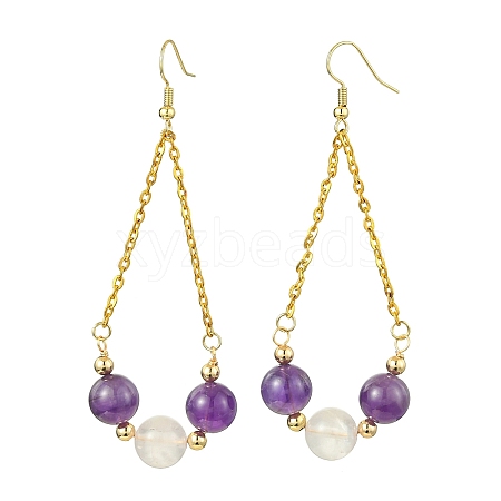 Natural Amethyst & Rose Quartz Dangle Earrings EJEW-JE05998-1