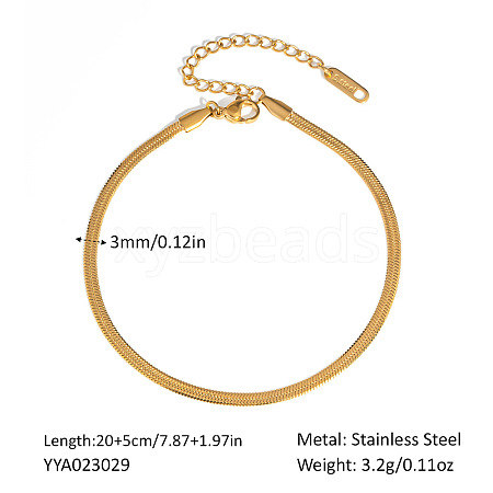 3MM 304 Stainless Steel Flat Snake Chain Anklets for Women ZY1276-2-1