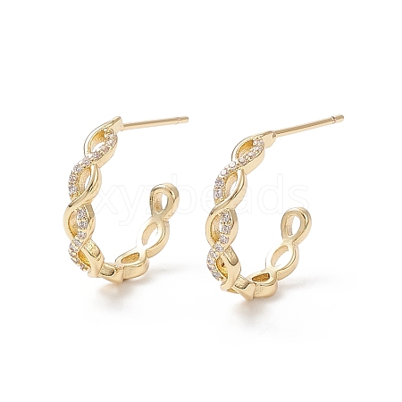 Cubic Zirconia Infinity Stud Earrings EJEW-B014-20G-1