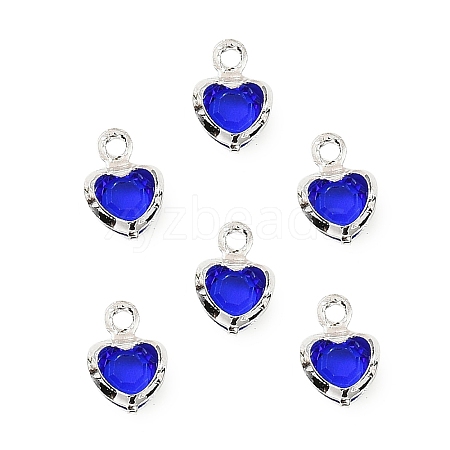 Heart Brass Glass Charms KK-S385-01S-05-1
