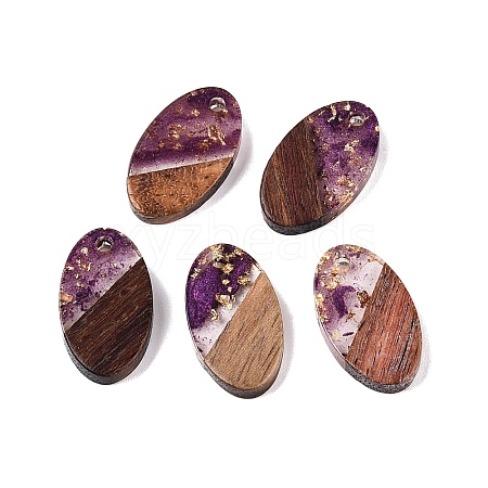 Transparent Resin and Walnut Wood Pendants RESI-T057-03H-1