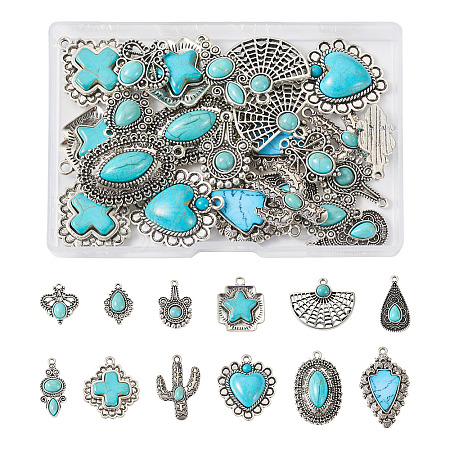 24Pcs 12 Styles Synthetic Turquoise Pendants FIND-TA0001-79-1
