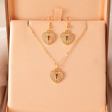Alloy Rhinestone Pendant Necklaces & Dangle Earrings Sets for Women FS-WGD52C4-07-1