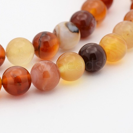 Natural Red Agate Dyed Round Bead Strands G-P070-20-4mm-1