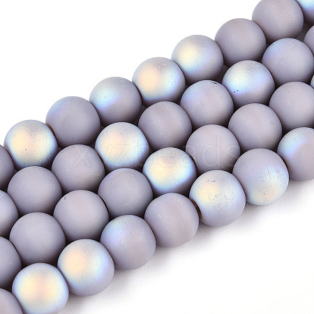 Frosted Opaque Glass Beads Strands GLAA-T032-P8mm-MBB07-1