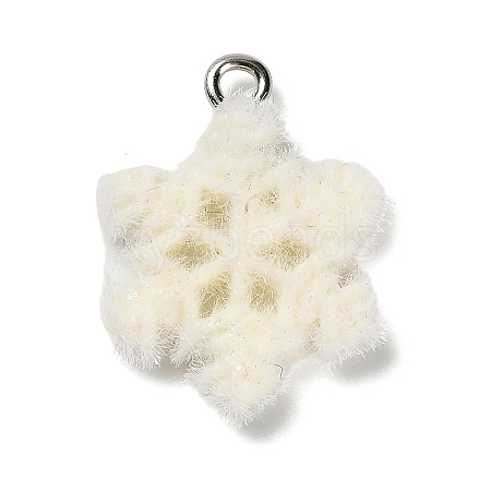 Christmas Flocky Opaque Resin Pendants RESI-C064-01C-1