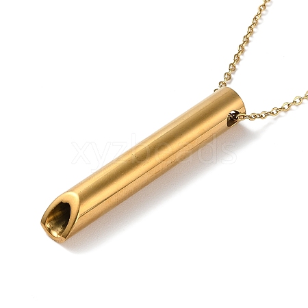 304 Stainless Steel Whistle Pendant Necklaces NJEW-P277-01G-1