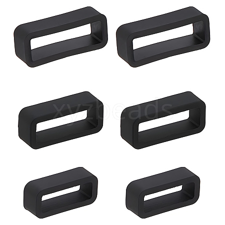 30Pcs 3 Styles Rectangle Silicone Retainer Buckle Holder Watchbands Retaining Hoop Replacement Watch Strap Clasp FIND-CN0002-39A-1