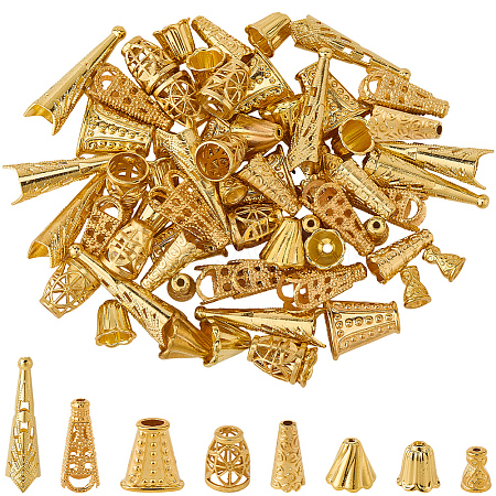 80Pcs 8 Styles Alloy Bead Cone & Bead Caps FIND-SP0020-74-1