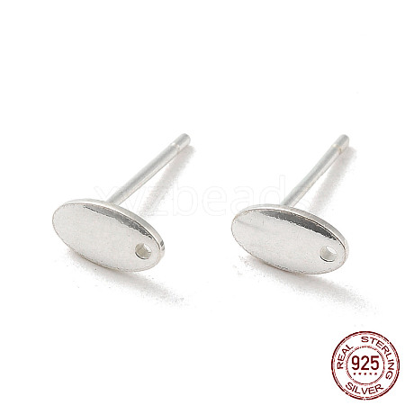 Oval 925 Sterling Silver Stud Earring Finddings STER-K174-13S-1