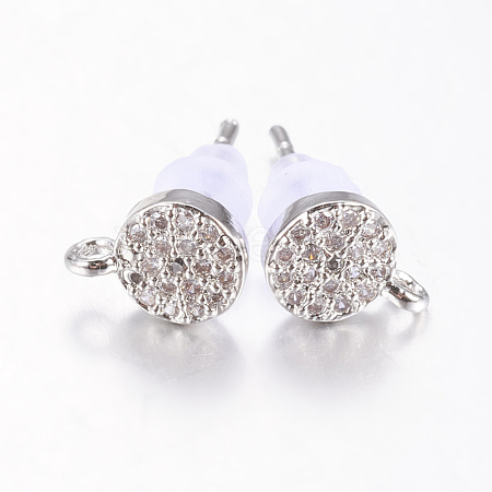 Brass Micro Pave Cubic Zirconia Stud Earring Findings ZIRC-E132-11B-P-1