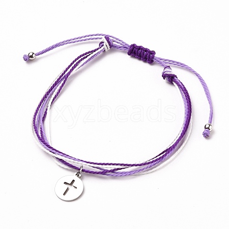 Waxed Polyester Cord Braided Bracelets BJEW-JB05663-01-1