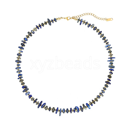 Fashionable Natural Lapis Lazuli Chip Beads Necklace for Women PU8825-3-1