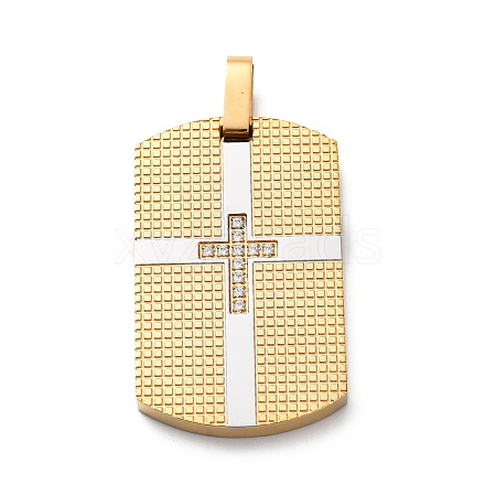 304 Stainless Steel Micro Pave Cubic Zirconia Pendants STAS-U043-22G-1