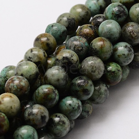 Natural African Turquoise(Jasper) Round Beads Strands X-G-E329-6mm-41-1