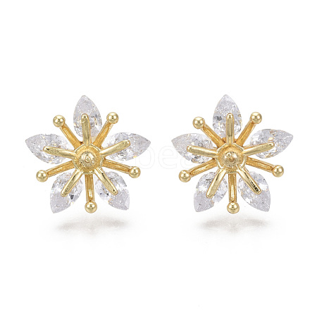 Brass Micro Pave Cubic Zirconia Stud Earring Findings KK-N233-009-NF-1