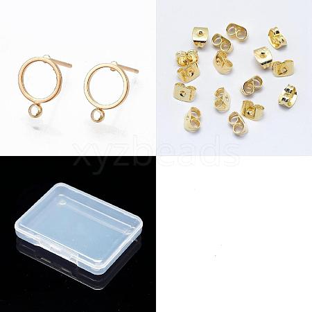 Hobbspring 30Pcs Brass Stud Earring Findings KK-HS0001-73B-1