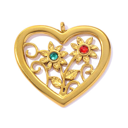 304 Stainless Steel Rhinestone Pendants STAS-OY016-56G-1