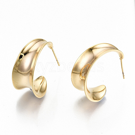 Semicircular Brass Stud Earrings X-KK-T062-39G-NF-1