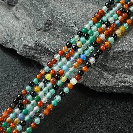 Natural Agate Round Bead Strands X-G-A130-3mm-K03-1
