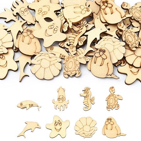 50 Pcs Unfinished Blank Wooden Slices for Painting Arts WOOD-CJC0011-17B-1