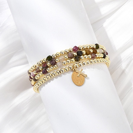 4Pcs 4 Styles Adjustable Natural Tourmalinated Quartz & Synthetic Hematite Bead Bracelets BJEW-JB14151-01-1