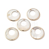 Electroplated Natural Freshwater Shell Pendants with Golden Plated Brass Edge SHEL-M019-02G-1