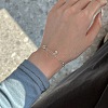 S925 Sterling Silver Satellite Chains Double Layer Multi-strand Bracelets BJEW-M311-01-2