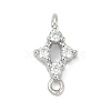 Brass Micro Pave Clear Cubic Zirconia Connector Charms KK-Z094-08P-02-1