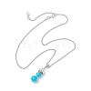 Handmade Glass Beaded Prince with Crown Pendant 304 Stainless Steel Cable Necklaces for Women NJEW-JN05447-03-4