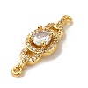 Rack Plating Brass Micro Pave Clear Cubic Zirconia Connector Charms KK-K377-27G-2