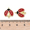 Rack Plating Brass Enamel Ladybug Connector Charms KK-E102-26G-3