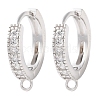 Anti-Tarnish Rhodium Plated 925 Sterling Silver Huggie Hoop Earring Findings X-STER-C010-01P-1