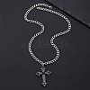 Alloy Pave Single Jet Rhinestone Religion Cross Pendant Twisted Chain Necklaces for Women PW-WG4E8E9-03-1