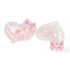 Transparent Epoxy Resin Heart with Bowknot Decoden Cabochons CRES-M034-07B-2