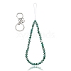 Synthetic Malachite and Iron Alloy Lobster Claw Clasp Keychain HJEW-SW00007-23-1